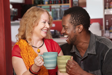 Smiling Mixed Couple Laughing