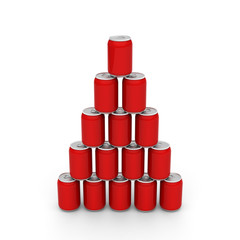 3D model of red cans set up to a tower