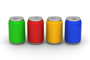3D model of four color soft drink cans