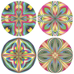 Set of stain glass art deco rosettes