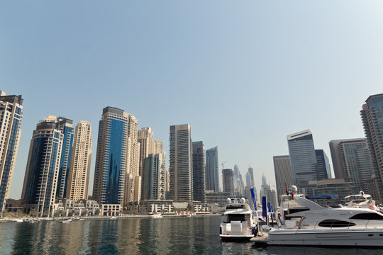 Dubai Marina Yacht and Skyscrapers