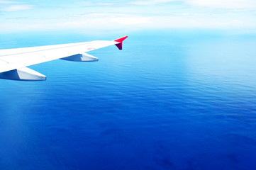 Naklejka na ściany i meble Aerial view of tranquil blue sea