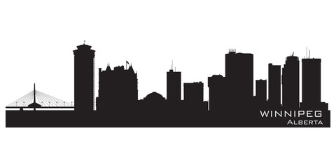 Obraz premium Winnipeg, Canada skyline. Detailed silhouette