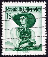 Postage stamp Austria 1948 Woman from Tyrol, Puster Valley