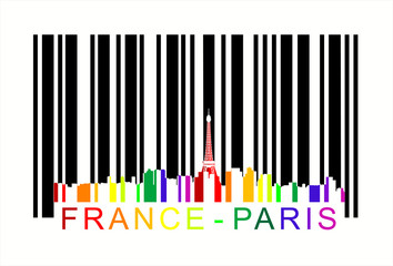 France Paris barcode, vector