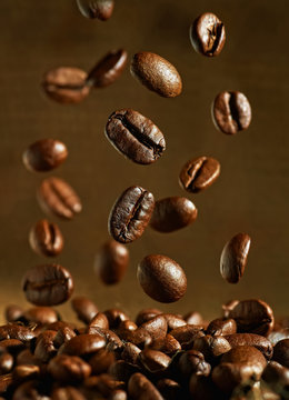 Closeup of coffee beans with focus on one © Aleks_ei
