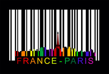 France Paris barcode, vector