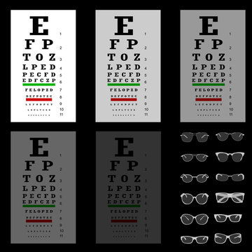 Eye Test Chart With Glasses, Vector