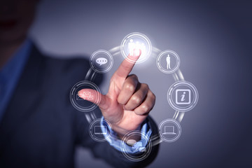 hand pushing on a touch screen