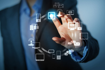 hand pushing on a touch screen