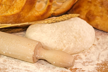 Rolling pin and dough
