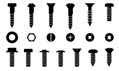 Set of screws, vector - obrazy, fototapety, plakaty