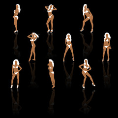 Set of women in bikini, vector