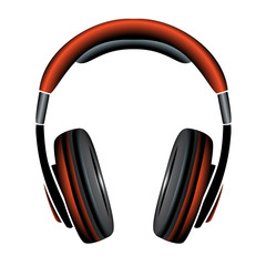 orange Simple Headphones in Silhouette, vector