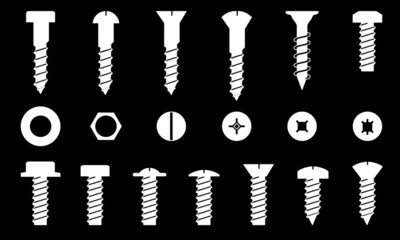 Set of screws, vector
