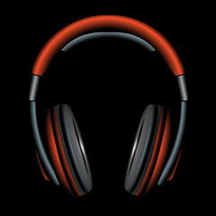 orange Simple Headphones in Silhouette, vector
