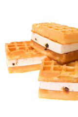 Pastry Viennese wafers isolated on the white background.