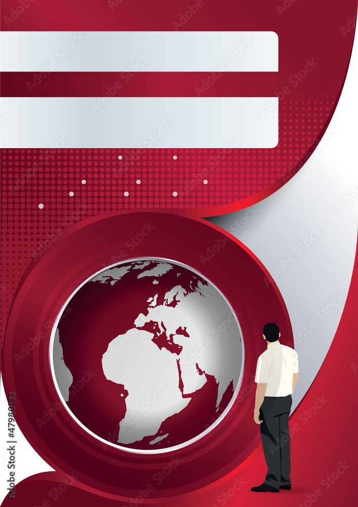 Aufkleber vector brochure background with globe and man