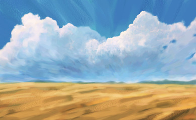 砂漠と入道雲
