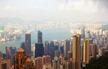 Fototapeta na wymiar China, Hong Kong cityscape from the Peak_