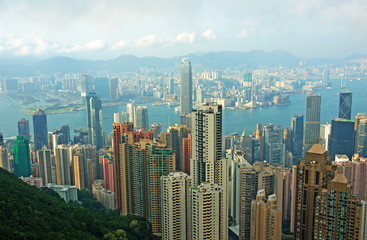 Fototapeta na wymiar Chiny, Hongkong Pejzaż ze szczytu