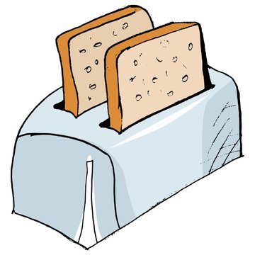 Hand drawn, vector, sketch illustration of toaster