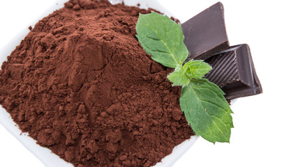 Cocoa with Chocolate pieces on white