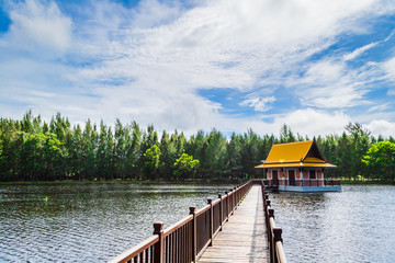 A pavilion on the lake