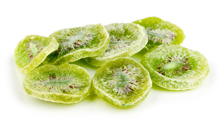 Dried tasty kiwi isolated on white