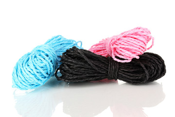 Colored ropes isolated on white background