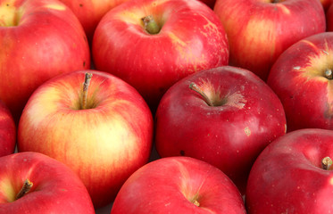 Fototapeta na wymiar soczyste jabłka czerwone, z bliska