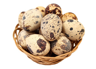 Quail eggs in a basket