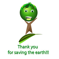 Cartoon happy tree - Save the earth, vector