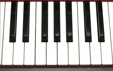 Piano keys front view extreme closeup