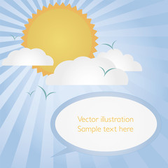 abstract speech bubble from paper with blue sky background