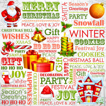 vector illustration of Christmas background with typography