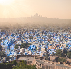 blue city Jodhpur and palace view, India