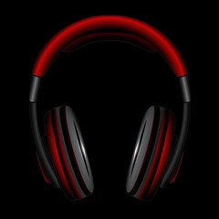 red Simple Headphones in Silhouette, vector