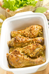 Chicken drumsticks with garlic