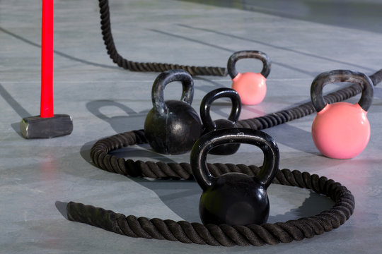 Crossfit Kettlebells Ropes And Hammer