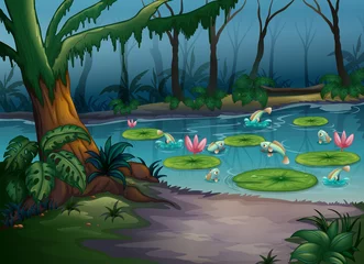Rolgordijnen Vissen in de jungle © GraphicsRF