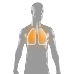 Silhouette junges Mannes mit Lungenentzündung