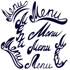 set of menu handwritten headlines