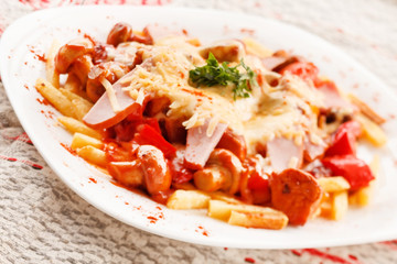 french fries with vegetables