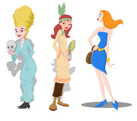 Fashionable Women Vector Illustration