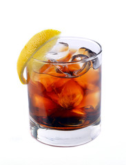 cocktail with ice cola whiskey