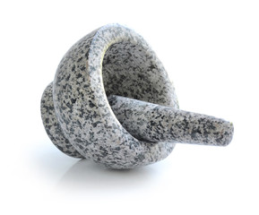 Stone mortar and pestle on white background