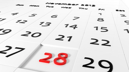 Holiday Calendar. Thanksgiving Day - Chanukah