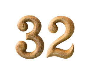 Wooden numeric 32