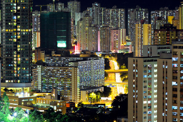 Hong Kong crowded urban at night